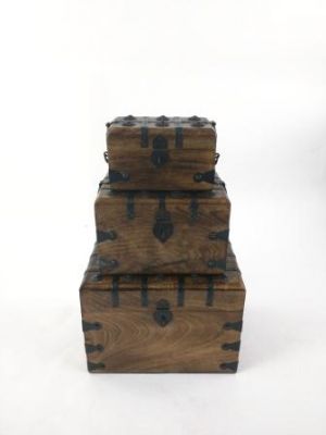 SH2320 - Wood / Iron Box Set of 3